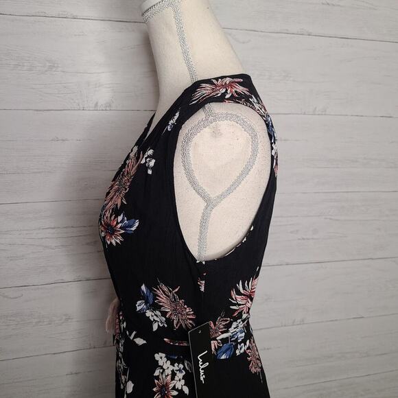 Lulu's Midnight Flower Black Floral Print Wrap Dress Size XS - Picture 10 of 12